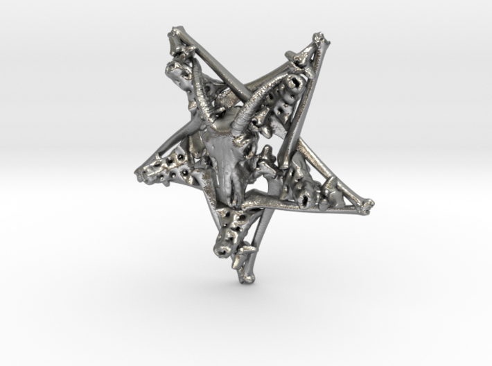 Goat Skull Jewelry Pendant Necklace, Pentagram 3d printed