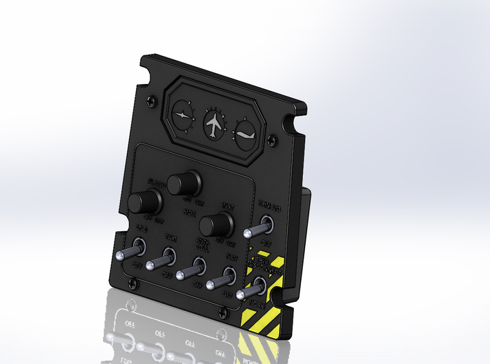T6 Port Side Forward Switch Plate Cover 3d printed Picture of finished assembled panel.