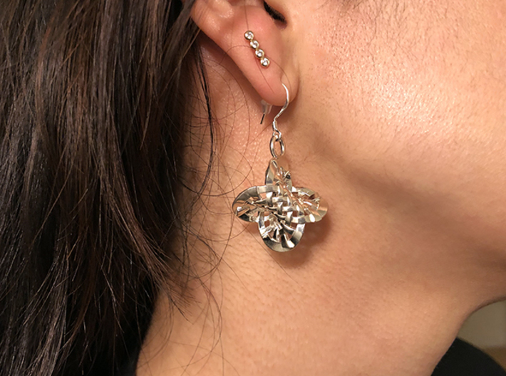 Woven Hopf fibration earrings 3d printed