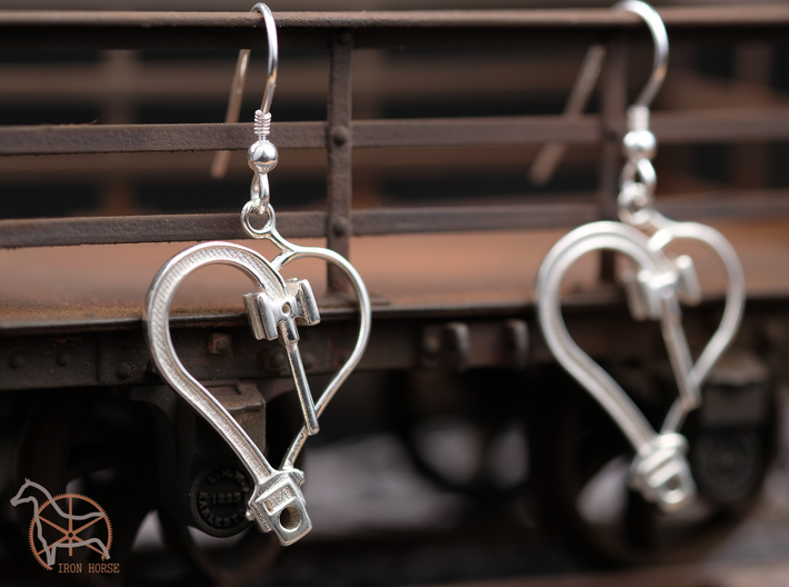 Crosshead Heart Earrings  3d printed Shown with Fish Hooks added (these are not included on Shapeways Sales)