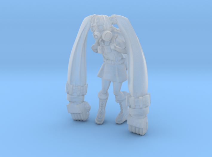 Girl carrying gas mask and missile rucksack 3d printed