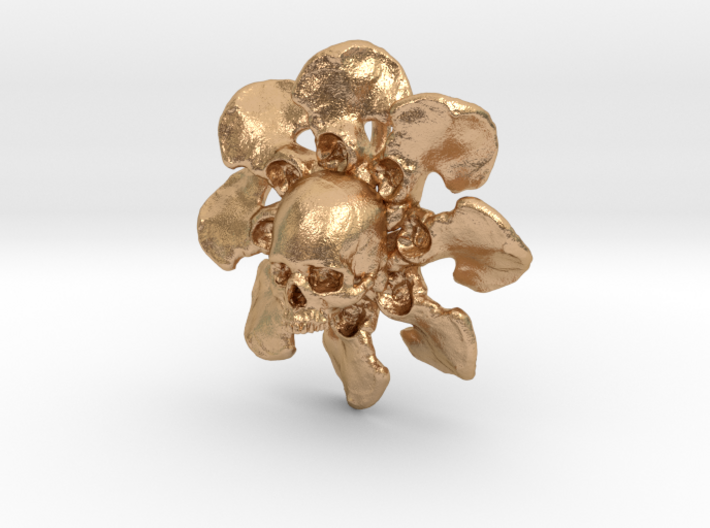 Human Skull Jewelry Pendant Necklace, Flower Bone 3d printed