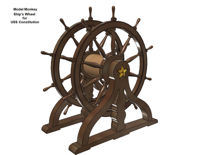 1/76 Ship's Wheel (Helm) for USS Constitution 3d printed Painting suggestion.