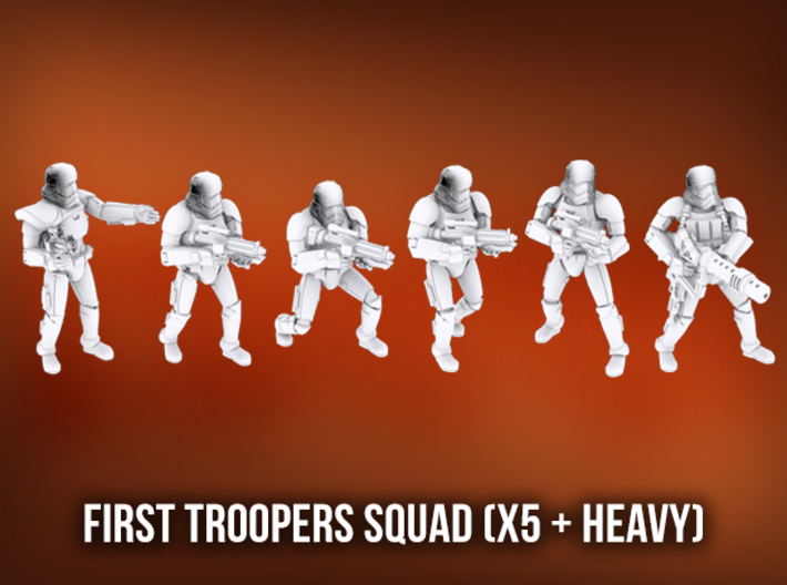 First Troopers Squad A (x5 + Heavy) 3d printed