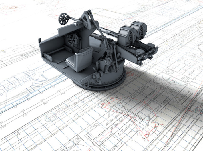 1/35 Twin 20mm Oerlikon Powered MKV Mount 3d printed 3d render showing interior detail (without side panel)