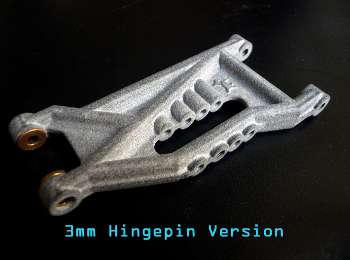 B3 Dyna Blaster / TR-15T Front Suspension Arm 3d printed Note: Photo is showing Brass Bushing Version!