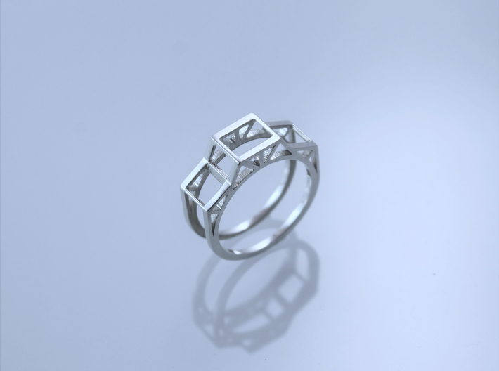 Trussed Ring 3d printed Fine detail polished silver