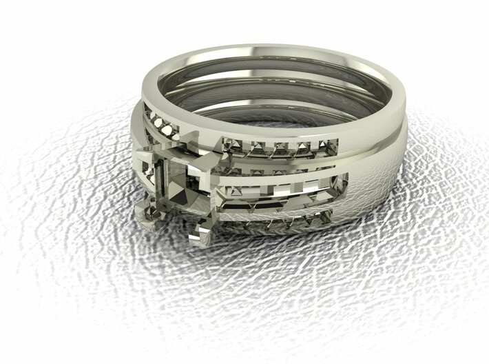 Princess cut channel ring 3d printed