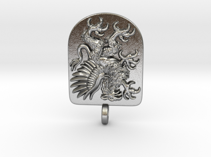 Griffin Gryphon Heraldic Crest Shield Pendant 3d printed Griffin Heraldic Coat of Arms Pendant