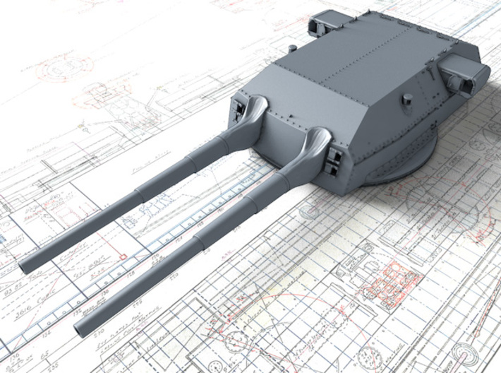 1/192 H Class 40.6cm (16") SK C/34 Guns Blast Bags 3d printed 3D render showing Anton and Dora Turret detail