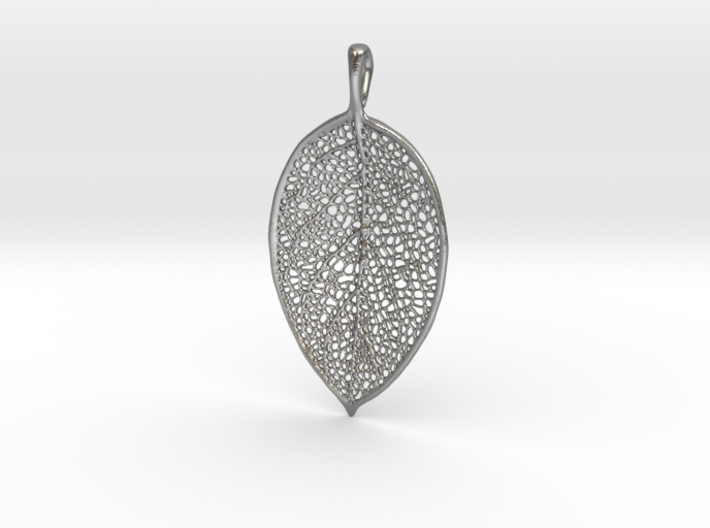 Silver Leaf Necklace 3d printed