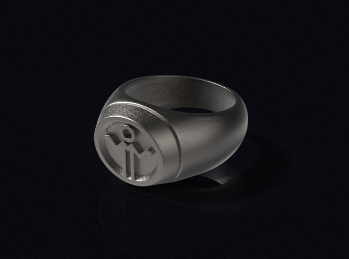 Grey Lantern Ring 3d printed 3D render of the ring in Polished Bronzed-Silver Steel