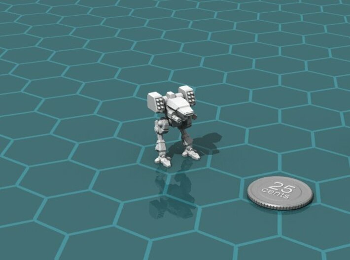 Terran Fast Attack Walker (1 piece) 3d printed Render of the model, with a virtual quarter for scale.