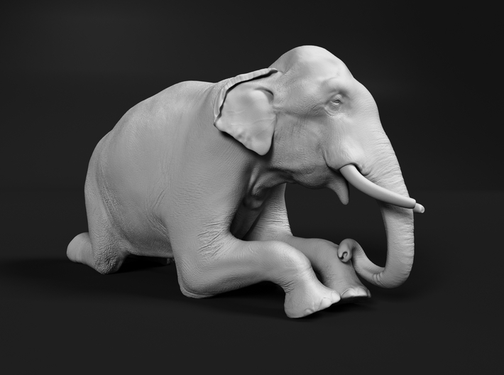 Indian Elephant 1:72 Kneeling Male 3d printed 