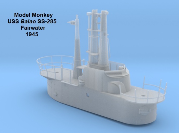 1/48 USS Balao SS-285 Fairwater (1945) 3d printed Rendering of assembled model.