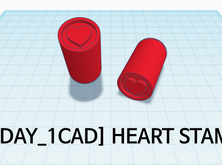[1DAY_1CAD] HEART STAMP 3d printed 