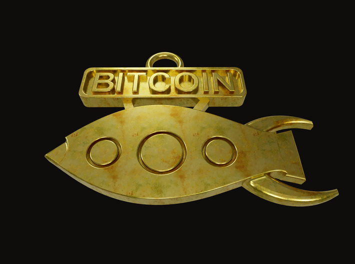 Bitcoin - Rocket To The Moon - v1 3d printed Illustrative 3D Render
