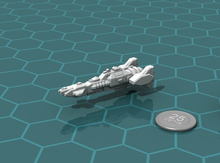 Union Light Cruiser 3d printed Render of the model, with a virtual quarter for scale.