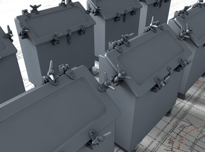 1/56 Royal Navy Quad Vickers Ready Use Lockers x8 3d printed 3d render showing product detail