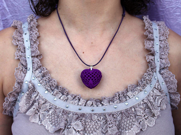 Circles &amp; Squares Pendant 3d printed Printed in Purple Strong &amp; Flexible Polished Plastic