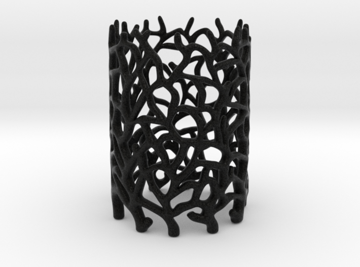 Coraline Tealight Black Sandstone 3d printed 
