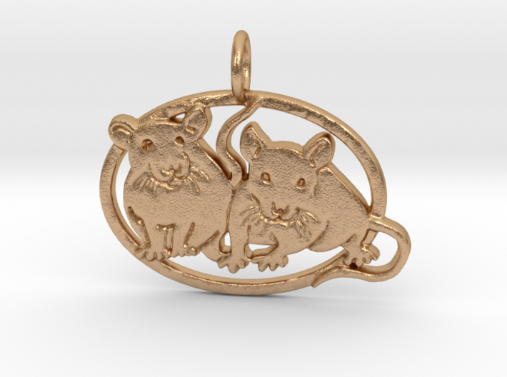 Double rat pendant oval cameo 3d printed