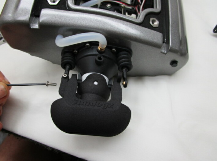 Proboat RiverJet Steering Nozzle & Reverse Bucket 3d printed Install reverse bucket on outlet