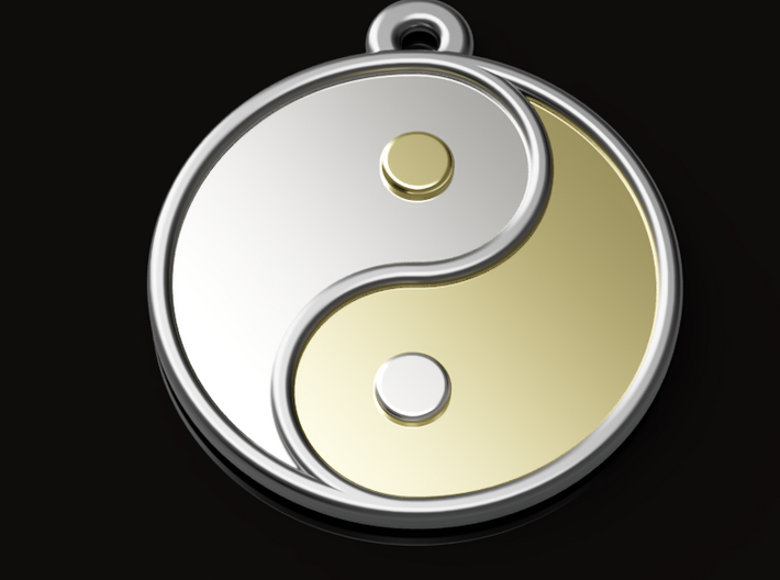 Engraveable Chinese Ying Yang Pendant  ~mk 2~ 3d printed Illustrative 3d render