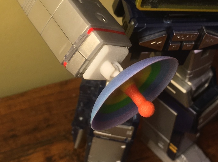 Attachment piece for MP Soundwave's gaydar 3d printed Dish not included