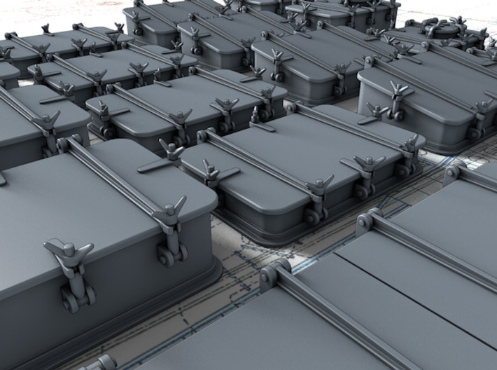 1/56 Scale Royal Navy Deck Hatch Set x18 3d printed 3d render showing product detail