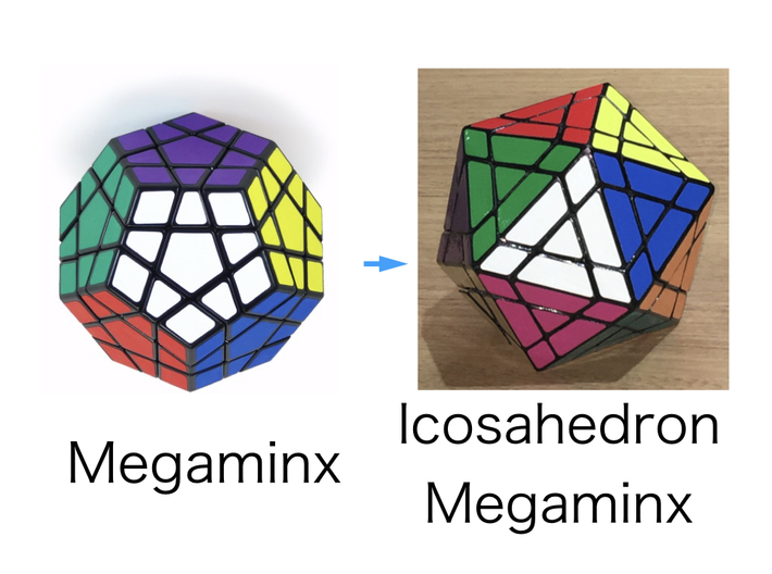 Icosahedron Megaminx modified from Megaminx 3d printed 