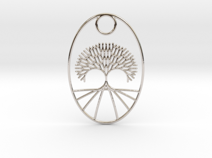 Fractal Tree Oval Pendant Redux 3d printed