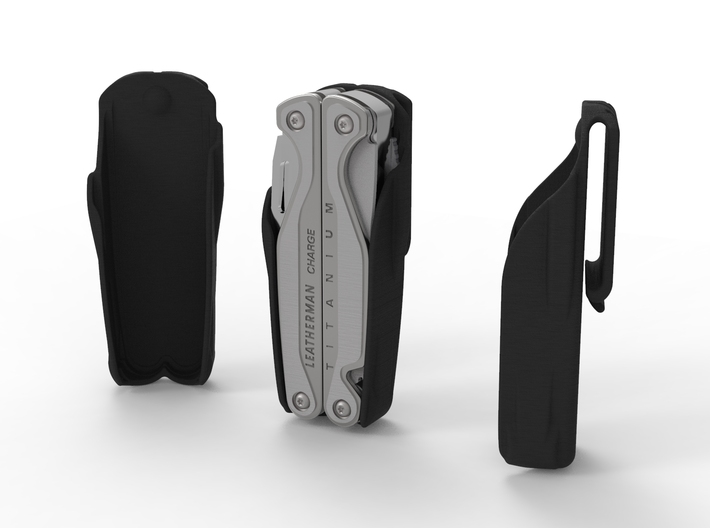 Holster for Leatherman Charge+ TTI, Open Clip 3d printed No Bit Holders, Smooth Back