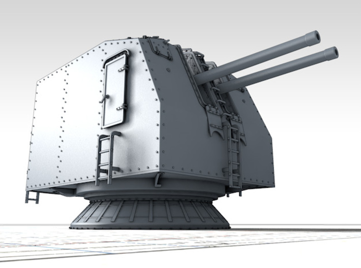 1/150 French Navy 100mm/45 (3.9") CAD Mle 1937 x3 3d printed 3d render showing product detail