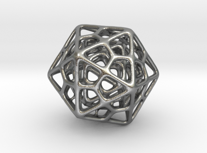 Double Icosahedron Silver 3d printed