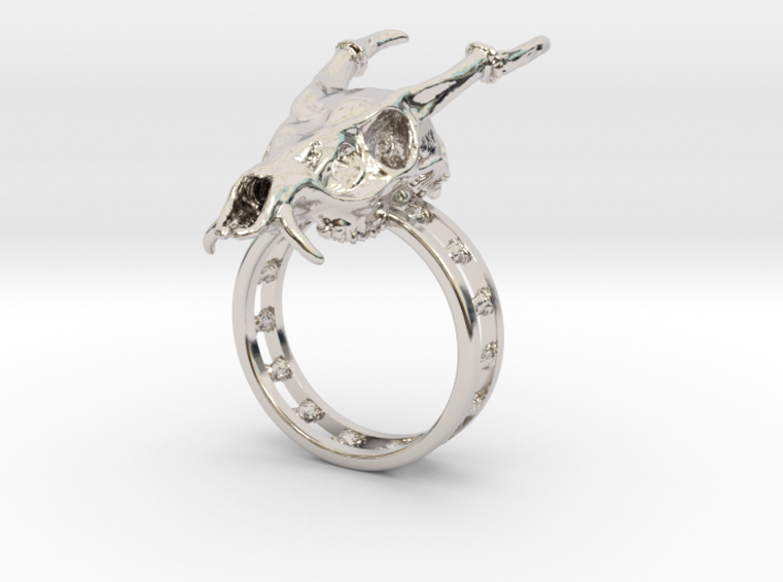 Muntjac Skull Ring (Size 10.5), Dragon Ring 3d printed