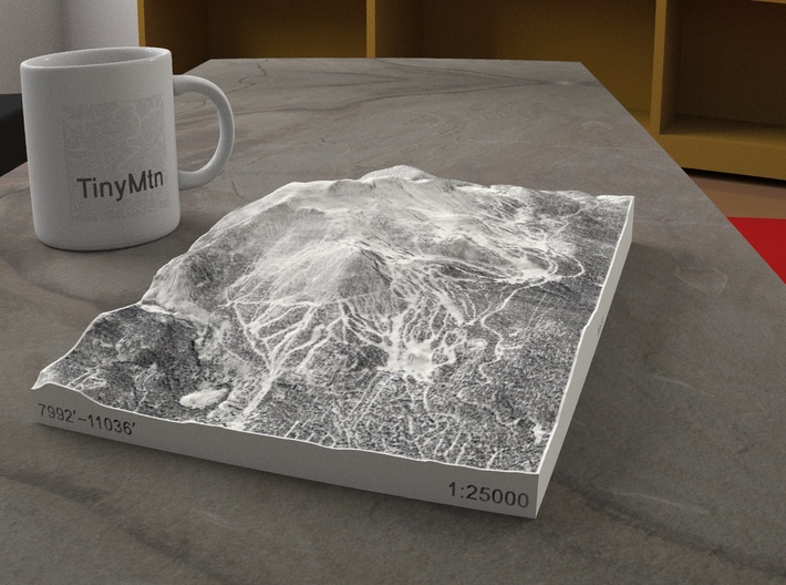 Mammoth Mtn. in Winter, California, 1:25000 3d printed