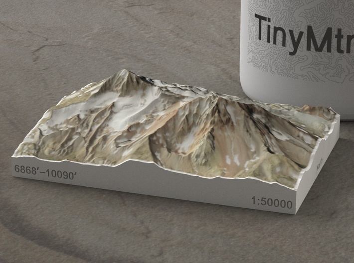 North and Middle Sister, Oregon, USA, 1:50000 3d printed 