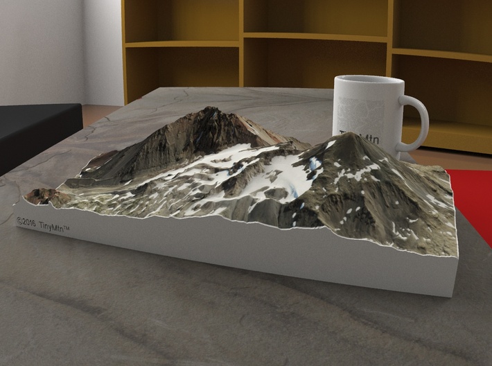 North and Middle Sister, Oregon, USA, 1:15000 3d printed 