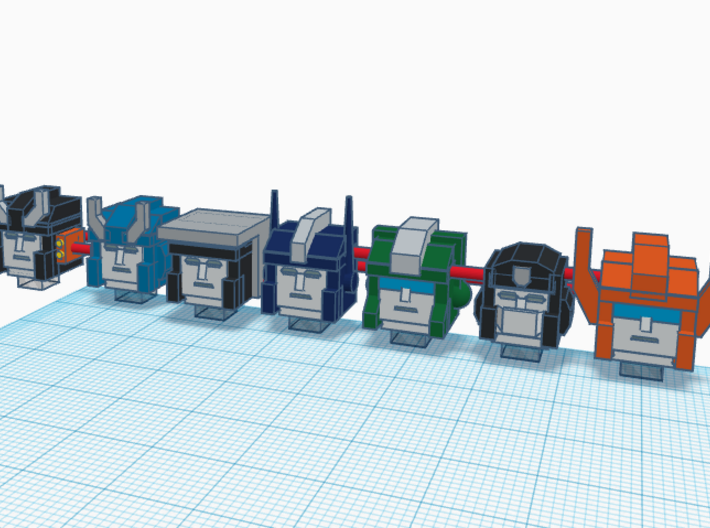 Heads for Trainbot Kreons (Set 2 of 2) 3d printed Design in color