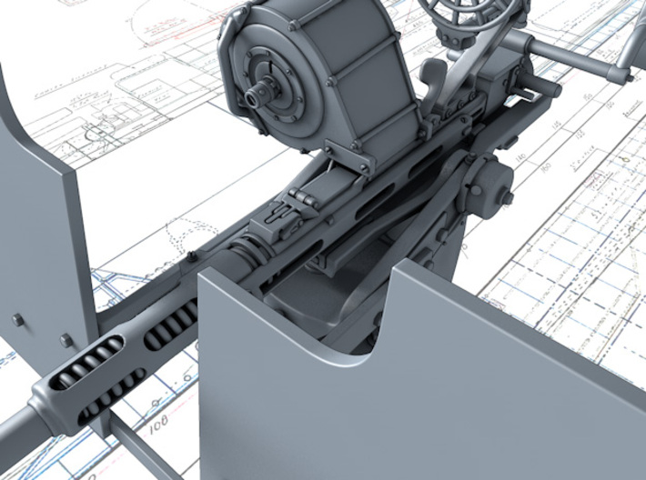 1/100 Royal Navy 20mm Oerlikon MKIIA 0º x2 3d printed 3d render showing product detail