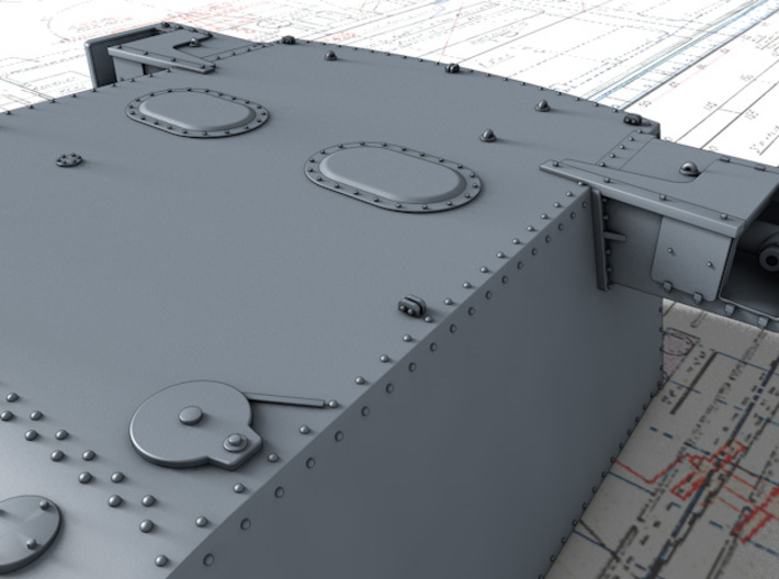 1/500 HMS Exeter 8"/50 (20.3 cm) MKVIII 1941 Guns 3d printed Please Note: Correct Breech Plate Covers