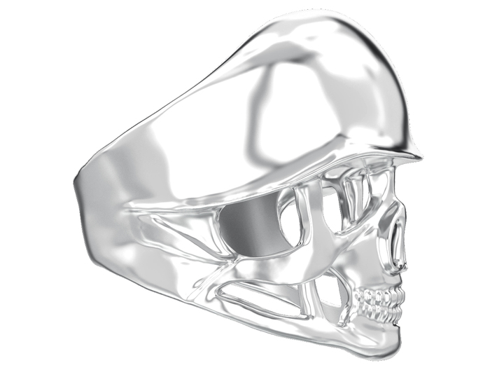 Skull in helmet biker ring  3d printed 