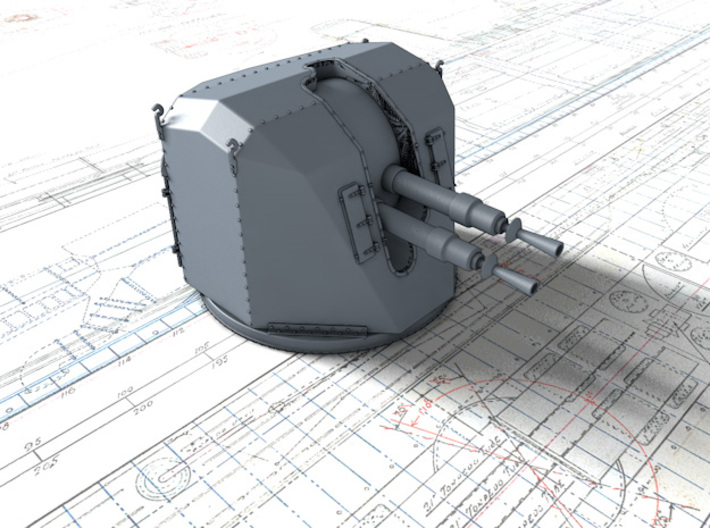 1/100 French 37mm/70 (1.46") AA Gun Model 1935 x3 3d printed 3d render showing product detail