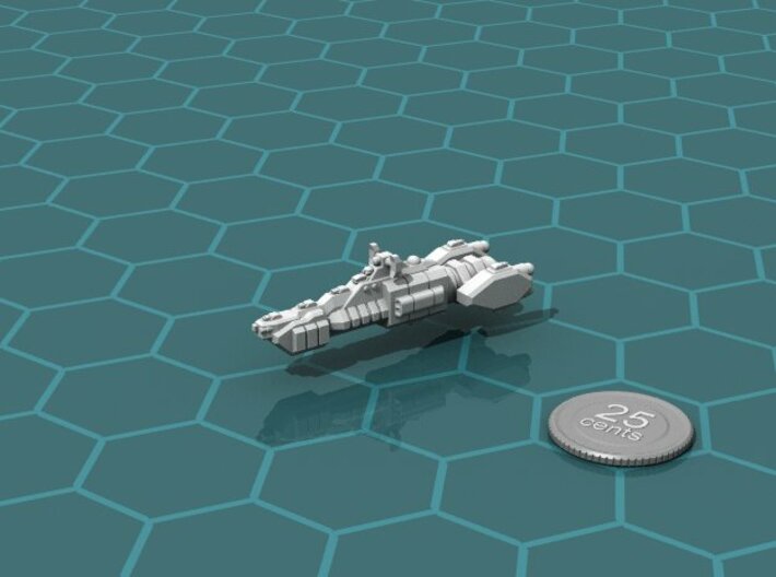 Union Patrol Cruiser 3d printed Render of the model, with a virtual quarter for scale.