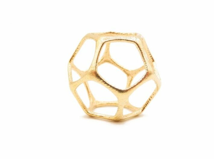Dodecahedron Pendant - Yin - Platonic Solids 3d printed Dodecahedron Pendant - Brass