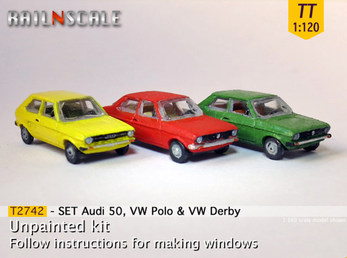 SET Audi 50, VW Polo &amp; VW Derby (TT 1:120) 3d printed
