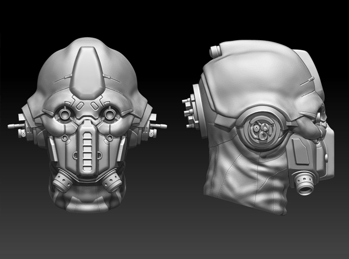 Mercenary Pilot helmet in 1/6 scale 3d printed 