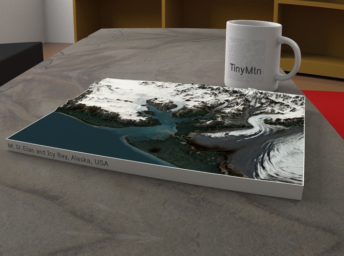 Icy Bay, Alaska, USA, 1:300000 3d printed