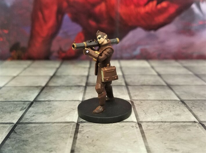 Elf Male Artificer aiming Shoulder Cannon 3d printed